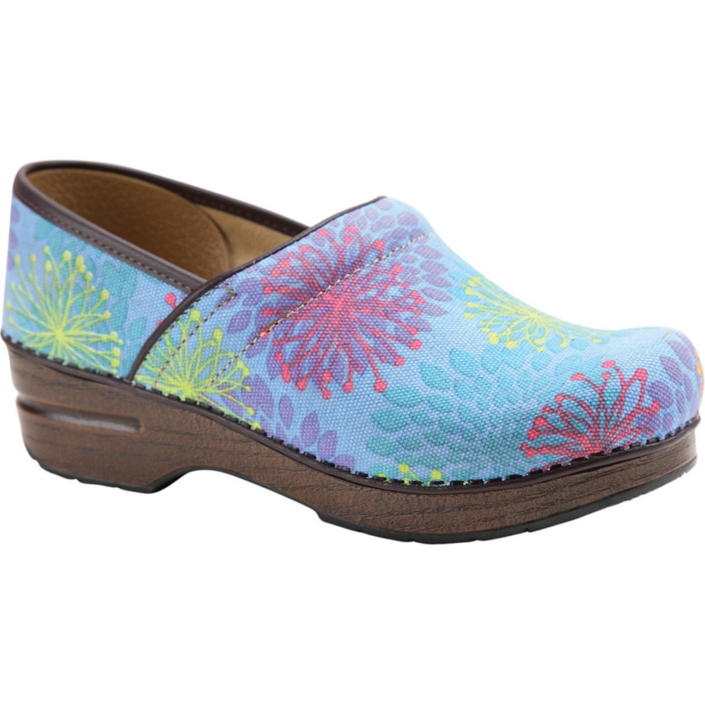 Dansko Vegan Pro Fabric Starburst Floral Mules Clogs 28 Youth Size‎ 1 Comfy Cute